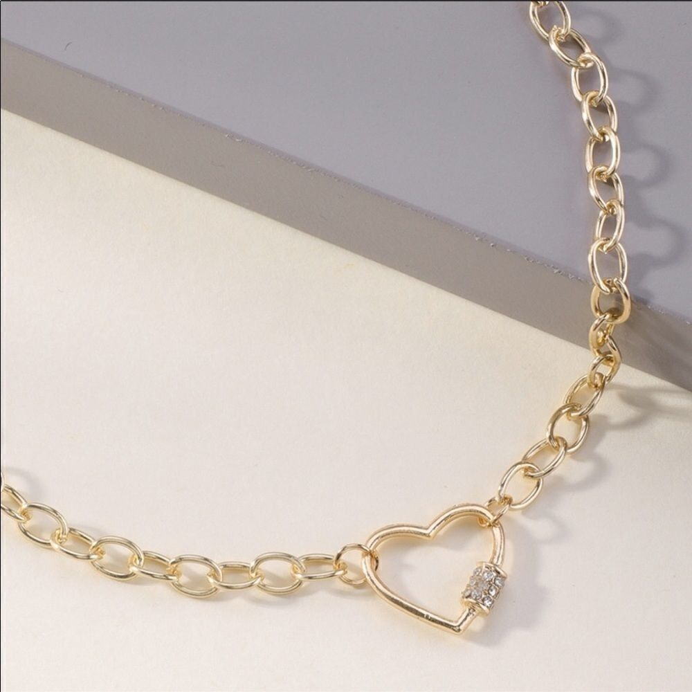 Necklace Heart Retro Zinc Alloy Rhinestone CHIC